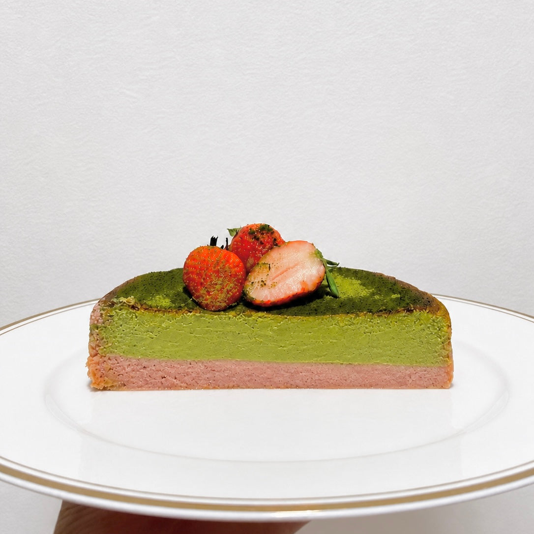 Matcha Strawberry Basque Burnt Cheesecake