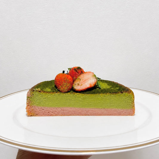 Matcha Strawberry Basque Burnt Cheesecake
